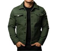 Men's Casual Classic Denim Jacket Button Up Slim Fit Jacket Lightweight Trucker Jackets Overshirt Spring Fall (Army Green,2XL)