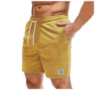 Men's Casual Corduroy Shorts with Elastic Waistband, Solid Color Drawstring Sweatpants for Everyday Wear, Soft Cotton Blend, 7-Inch Inseam