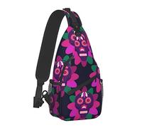Men's Casual Crossbody Bags Sugar Skulls Backpack for Cycling and Travel, Fashion Sling Shoulder Backpack with Zipper Pocket for Hiking Outdoor Activities