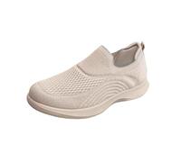 Mens Casual Cushion Slip on Workout Running Sneakers Comfort Summer Flyknit Breathable Lightweight Flexible Slip-On Sock Trainer Shoe dad Gifts Footwear UK 5.5 Coffee