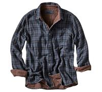 Men's Casual Fall Shirts Plaid Buttons Long Sleeved Shirts Tops Men's Cardigans Long Sleeve Shirt Thick Men (Dark Blue, XL)