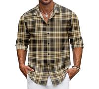 Men's Casual Fashion Lapel Button Down Trendy Striped Printed Long Sleeve Shirt Plaid Shirts for Men (UK, Alpha, XXL, Regular, Regular, #11)