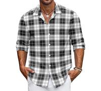 Men's Casual Fashion Lapel Button Down Trendy Striped Printed Long Sleeve Shirt Plaid Shirts for Men (UK, Alpha, 3XL, Regular, Regular, #6)