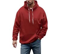 Men's Casual Fashion Solid Colour Loose Trendy Hoodie with Long Sleeves Jackets Women, red, 6XL