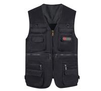 Men's Casual Fishing Safari Utility Vest Lightweight Quick Dry Breathable Cargo Military Gilets Sleeveless Photography Shooting Hunting Camping Waistcoat Outdoor Travel Jacket Top with Pockets Black