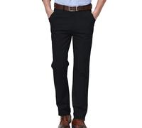 Men's Casual Formal Elasticated Trousers Business Office Work Home Smart Dress Pants Straight Leg Flat Front Pockets Waist Bottom Trouser Comfort Fit Pants Size S-XXXXXXXL Black