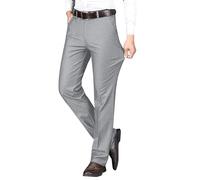 Mens Casual Formal Trousers Business Office Work Smart Dress Pants Straight Leg Flat Front Regular Fit Lounge Work Golf Trousers with Pockets Grey,XL