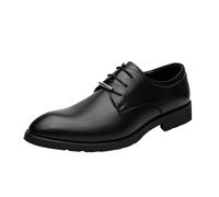 Mens Casual Formal Tuxedo Shoes Lace Up Pointed Toe Waterproof Dress Leather Shoes Black Height Increase Non Slip Oxfords(Negro,5.5 UK)