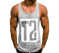 Men's Casual Graphic Tank Tops Letter Print Fitness Bodybuilding Sleeveless T-Shirts Vests Gym Workout Muscle Tees Gray