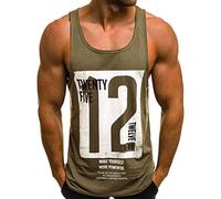 Men's Casual Graphic Tank Tops Letter Print Fitness Bodybuilding Sleeveless T-Shirts Vests Gym Workout Muscle Tees Green