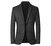 Mens Casual Herringbone Dinner Blazers Jacket Lightweight Stretch Business Office Work Two Buttons Suit Jackets Wool Blend Sport Coat Black