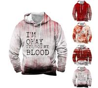 Mens Casual Hoodie Multi Color Hoodie Men Bloody Printed Hoodies Hip Pop Youth Hoodies Long Sleeve Warm Jumper Fashion Hoody Pullover Drawstring Hooded Tops Teens Students Sweatshirts