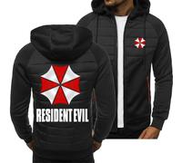 Mens Casual Hoodies for Resident/Evil/Umbrella Zip Up Jackets Lightweight Cardigans for Men-Black B||XXL