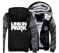 Mens Casual Hoodies Linkin Park Print Fleece Zip Jackets Tops Winter Warm Thick Hooed Pullover Sweatshirts Coats for Men Youth Cardigan Hoody,H-Aldult M