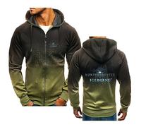 Men's Casual Hoodies Sweatshirt for Monster Hunter Full Zip Long Sleeve Jacket Lightweight Long Sleeve Sweatshirts with Pockets,Green-3XL