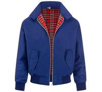 Mens Casual Jacket Classic Retro 70s Scooter Bomber Coat Tartan Lining Mod Vintage Style Lightweight Zip Up Top Windbreaker- Royal Blue Small