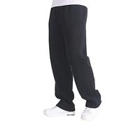 Mens Casual Jogging Bottoms Pants Open Hem Solid Baggy Lightweight Cotton Gym Sports Yoga Running Sweatpants Black