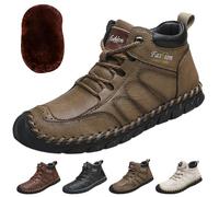 Men's Casual Leather Good Arch Support Non-Slip Breathable Outdoor Walking Shoe (Khaki, Adult, Men, 7.5, Numeric, UK Footwear Size System, Medium)