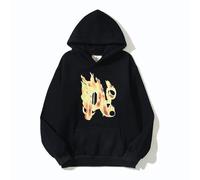 Men's Casual Light Purple Hoodie, Loose Fit, with Flame Letter Graphic Print, Drawstring Hood, Kangaroo Pocket, Comfortable Fleece Sweatshirt for Daily Wear-color03||l