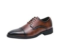 Men's Casual Lightweight Wingtip Oxford Dress Shoes PU Leather Lace Up Formal Pointed Toe Anti Slip Shoes for Wedding Prom(Marrone,9 UK)