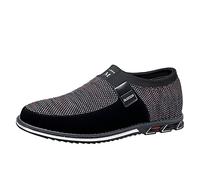 Men's Casual Loafers Fashion Breathable Slip-Resistant Rubber Sole Lightweight Business Dress Sneakers Comfortable Office Working Driving Walking Leather Shoes Red