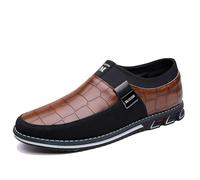 Men's Casual Loafers Leather Simple Comfort Dress for Walking Breathable Slip-on Fashion Handmade Shoes Brown 9 UK