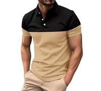 Mens Casual Long Sleeve Polo Shirts Contrast Color Patchwork Cotton Tee Tops Mens Short Sleeve White Shirt Mens Running top with Zip Pocket Mens Vests XL