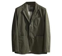 Men's Casual Notched Lapel Collar Coat Washed Fit Three-Buttons Blazer Jackets Vintage Style Sport Cotton Suit Jacket, Military Green, XX-L
