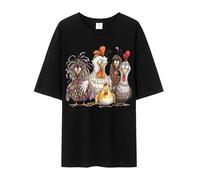 Mens Casual Oversized T-Shirt Funny Rooster Print Shirt Novelty Halloween Tee Casual Beach Jogging Shirt Plain, Black, XL