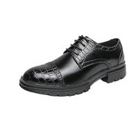 Mens Casual Oxford Dress Shoes Luxury Leather Lace Up Platform Anti Slip Business Formal Shoes Fashionable Breathable Wear-Resistant Brogue(Negro,6 UK)