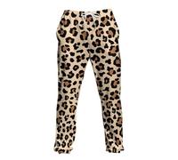 Men's Casual Pants Comfortable Relaxed Fit Leopard Printed Design for Daily Wear Outdoor Activities Spring Autumn Winter Breathable Drawstring (Khaki, S)