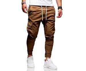 Men's Casual Pants - Cotton Chino Cargo Pants for Hiking and Outdoor Recreation, Drawstring Sweatpants in Twill Track Jogging, Coffee, 30