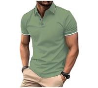 Mens Casual Polo T-Shirt Zipper Button Pullover Patchwork Short Sleeve Blouse Classic Golf Shirt Loose Fit Outfits, Green, XXL