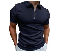 Mens Casual Regular Fit Plain Polo Shirts Cotton Henley Shirt Long Sleeve Tops Gym Shirts for Men Polo Shirt Men Long Sleeve Stripe Running top Men s Blouse (Navy, XL)