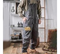 Men's Casual Retro Style Overalls Featuring Non-Stretch Fabric Four Seasons Wear Comfortable Regular Length Jumpsuit (4XL Grey)