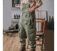 Men's Casual Retro Style Overalls Featuring Non-Stretch Fabric Four Seasons Wear Comfortable Regular Length Jumpsuit (4XL Green)