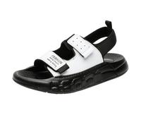 Mens Casual Sandals Open Toe Adjustable Double Strap Wide Fit Walking Shoes Men Platform Thick Sole Non Slip Summer Beach Holiday Outdoor Lightweight Comfortable Slides Footwear (White, 8)