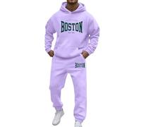 Mens Casual Sets 2 Piece Outfits Contrast String Fleece Tracksuit Hoodie Top Bottoms Joggers Gym Set Draw Code Tracksuit Hippie Outfit Sport Lounge Wear Holiday Clothes (Light Purple, XXL)