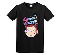 Men's Casual Shirt Curious George Crew-Neck t-Shirt Black L