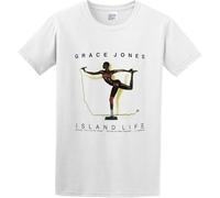 Men's Casual Shirt Grace Jones Island Life 2 Soundtrack Cotton Crew-Neck t-Shirt White