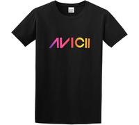Men's Casual Shirt New Dj Avicii Tim Bergling Logo Clothing Double Stitch Sleeves and Hem Black