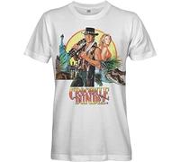 Men's Casual Shirt Retro Tees Ladies Crocodile Dundee Movie T-Shirt - White Button Closure White XXL