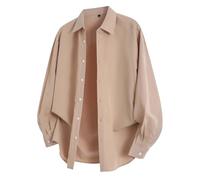 Men's Casual Shirt with Chest Pocket Long Sleeve Button Down Shirts Oversize Comfortable Long Sleeve Shirts Loose Fit Casual Shirts Thin Breathable Autumn Tops Simple Office Streetwear, O khaki., 4XL