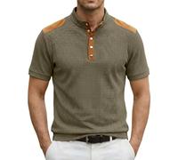 Men's Casual Shirts, Classic Short Sleeve Shirt with Button Placket, Soft T-Shirt with Gradient, Stylish Tops Men's Shirt Dusky Pink, Black Green, S