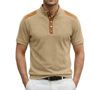 Men's Casual Shirts, Classic Short Sleeve Shirt with Button Placket, Soft T-Shirt with Gradient, Stylish Tops Men's Shirt Dusky Pink, khaki, M