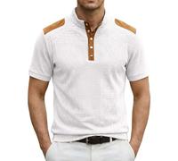 Men's Casual Shirts, Classic Short Sleeve Shirt with Button Placket, Soft T-Shirt with Gradient, Stylish Tops Men's Shirt Dusky Pink, White, S