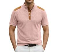 Men's Casual Shirts, Classic Short Sleeve Shirt with Button Placket, Soft T-Shirt with Gradient, Stylish Tops Men's Shirt Dusky Pink, pink, 3XL