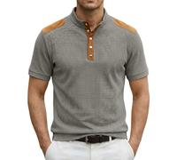 Men's Casual Shirts, Classic Short Sleeve Shirt with Button Placket, Soft T-Shirt with Gradient, Stylish Tops Men's Shirt Dusky Pink, gray, M