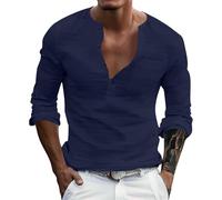 Men's Casual Shirts Long Sleeve Regular Fit Button Up Henley Tshirts Lightweight Sports Summer Sleeping Tees Hiking Big and Tall Comfortable Tops