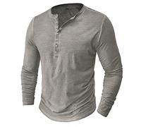 Mens Casual Shirts Sale Clearance Cheap Men's Casual Henley Shirt Long Sleeve Slim Fit Plain Tops Basic Crew Neck Grandad T-Shirt Buttons Tee Tops Crew Neck Jumpers for Men Stylish T Shirts for Men
